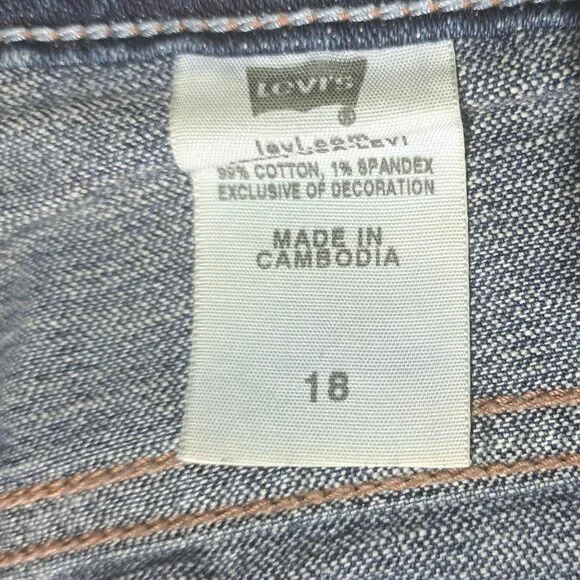 Vintage levis 515 Size 18 Capri Jeans Cuffed Retro blue denim flap back pockets - Picture 6 of 10